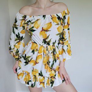 Long Sleeve Lemon off-the-shoulder dress